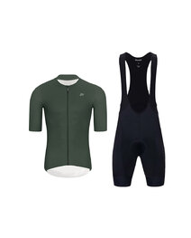 HOLOKOLO Cycling short sleeve jersey and shorts - ELEVATE - black/green